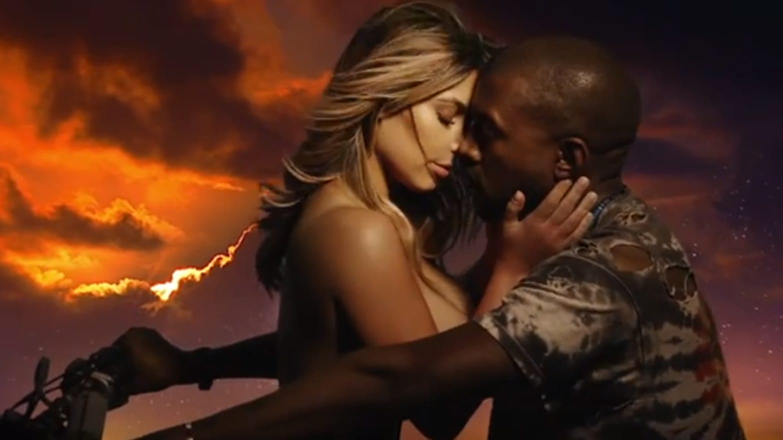 Kanye West Straddles A Nude Kim Kardashian In the Wild Music Video For “Bound 2” image