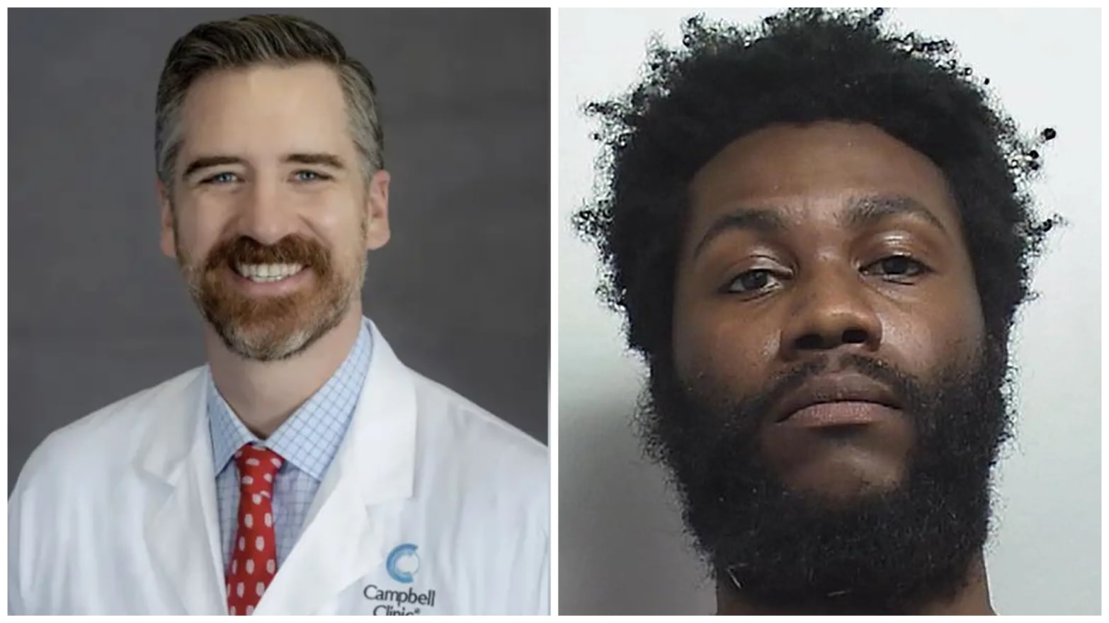 Cops say Benjamin Mauck, left, was shot dead by Larry Pickens, right, in an exam room at his orthopedic practice in Collierville, Tennessee. 