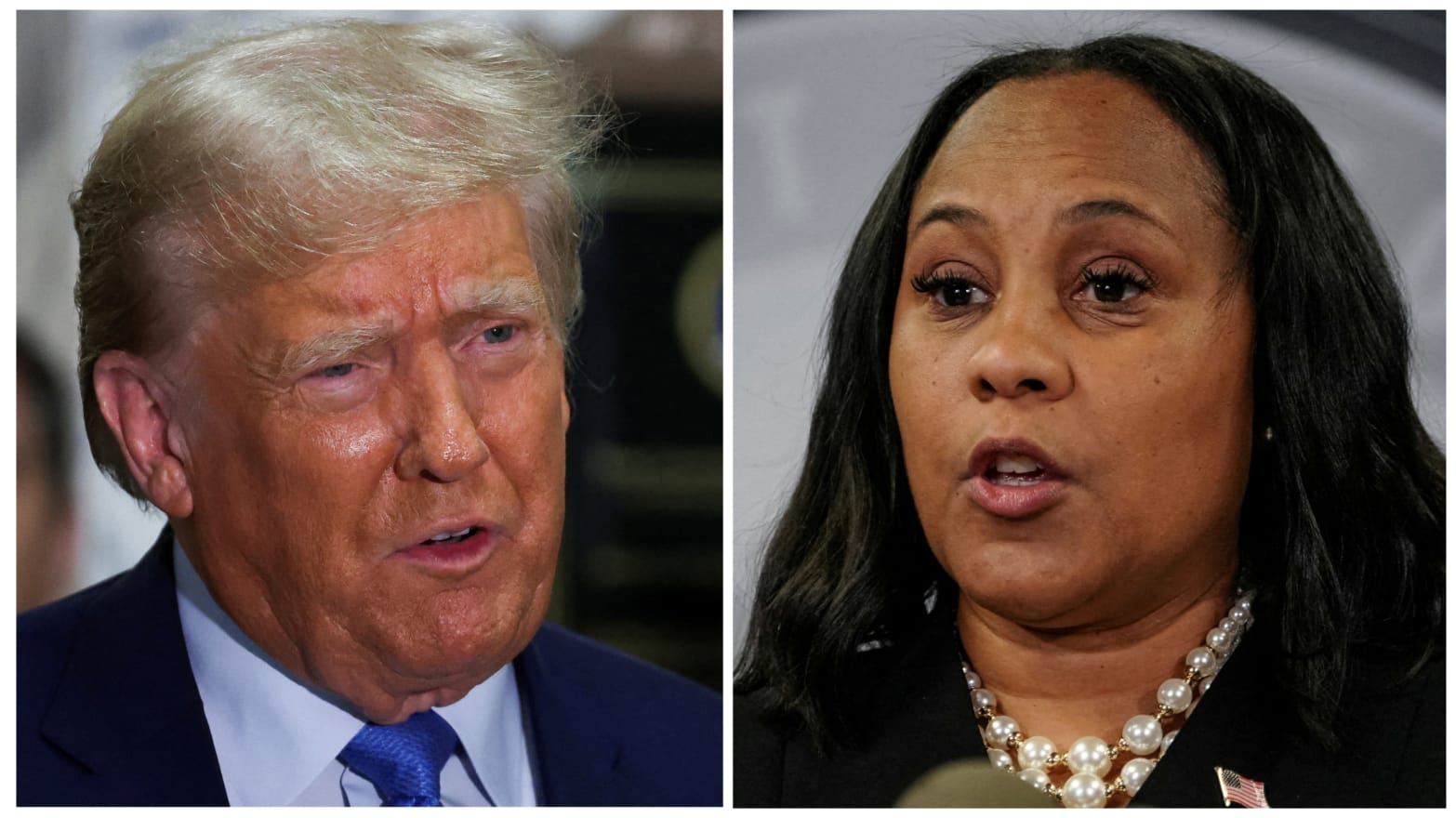Images of Donald Trump and Fulton County D.A. Fani Willis