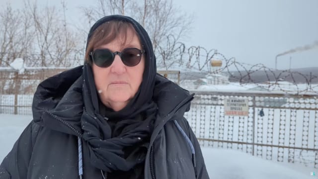 Mother of late Russian opposition leader Alexei Navalny, Lyudmila Navalnaya, delivers a video address to Russian President Vladimir Putin.
