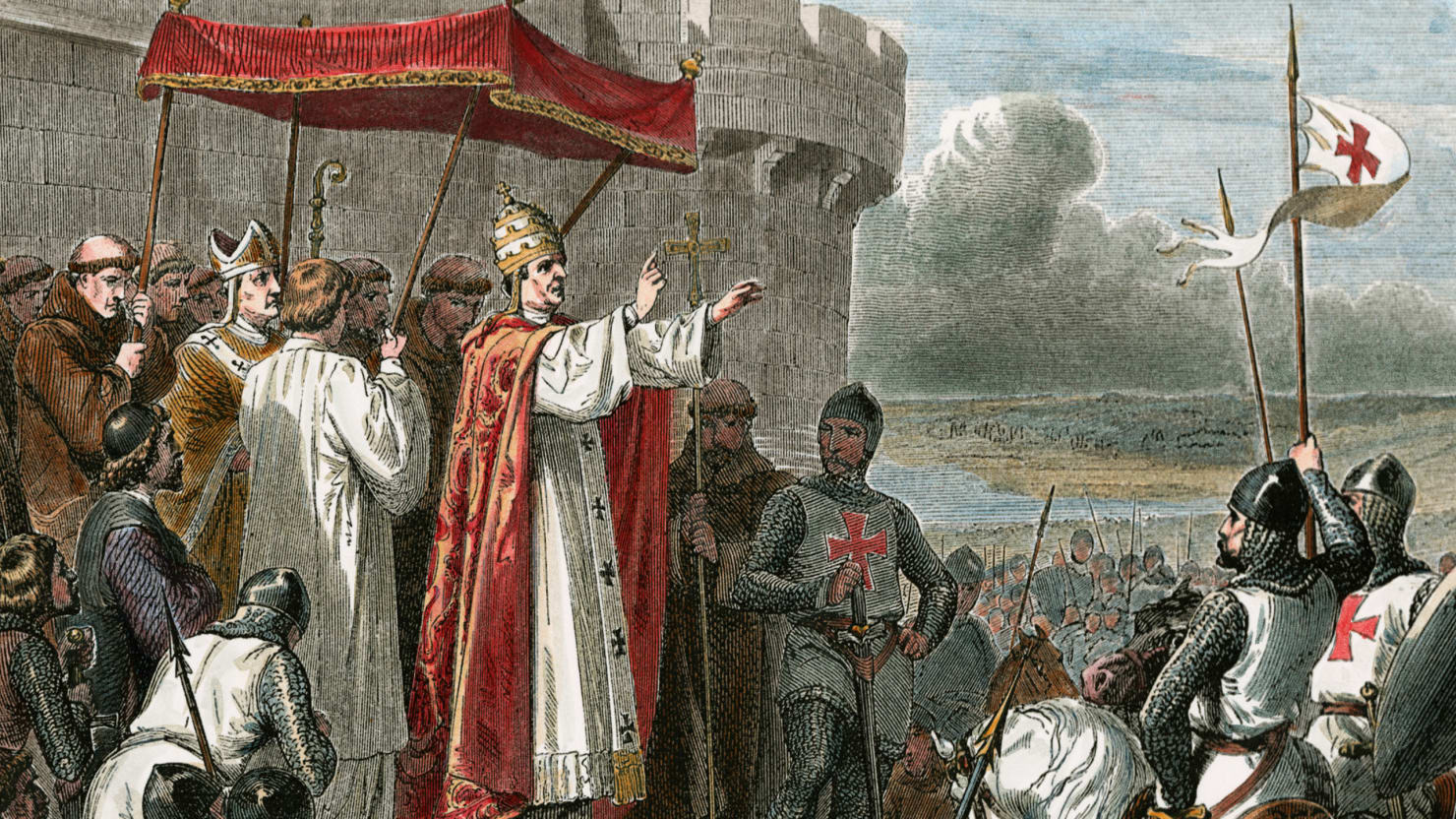 Папа призвал. Папа Урбан II на Клермонском соборе благословляет крестовый поход.. Папа Римский крестовый поход. Папа Урбан 2 крестовые походы.