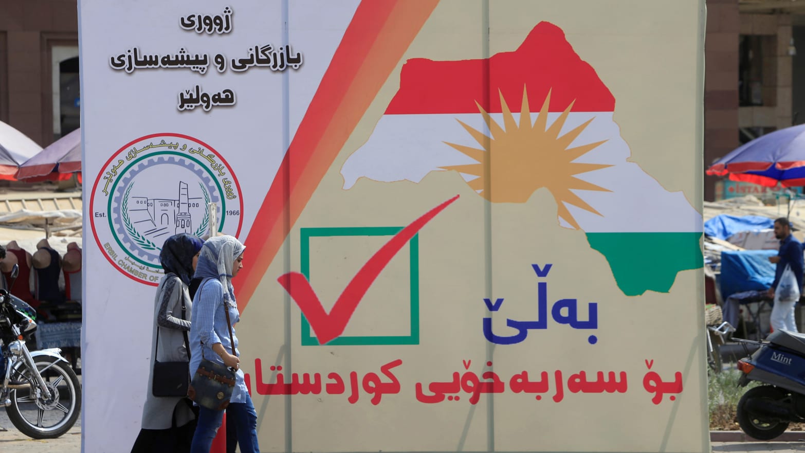 The referendum for independence for Kurdistan in Erbil, Iraq