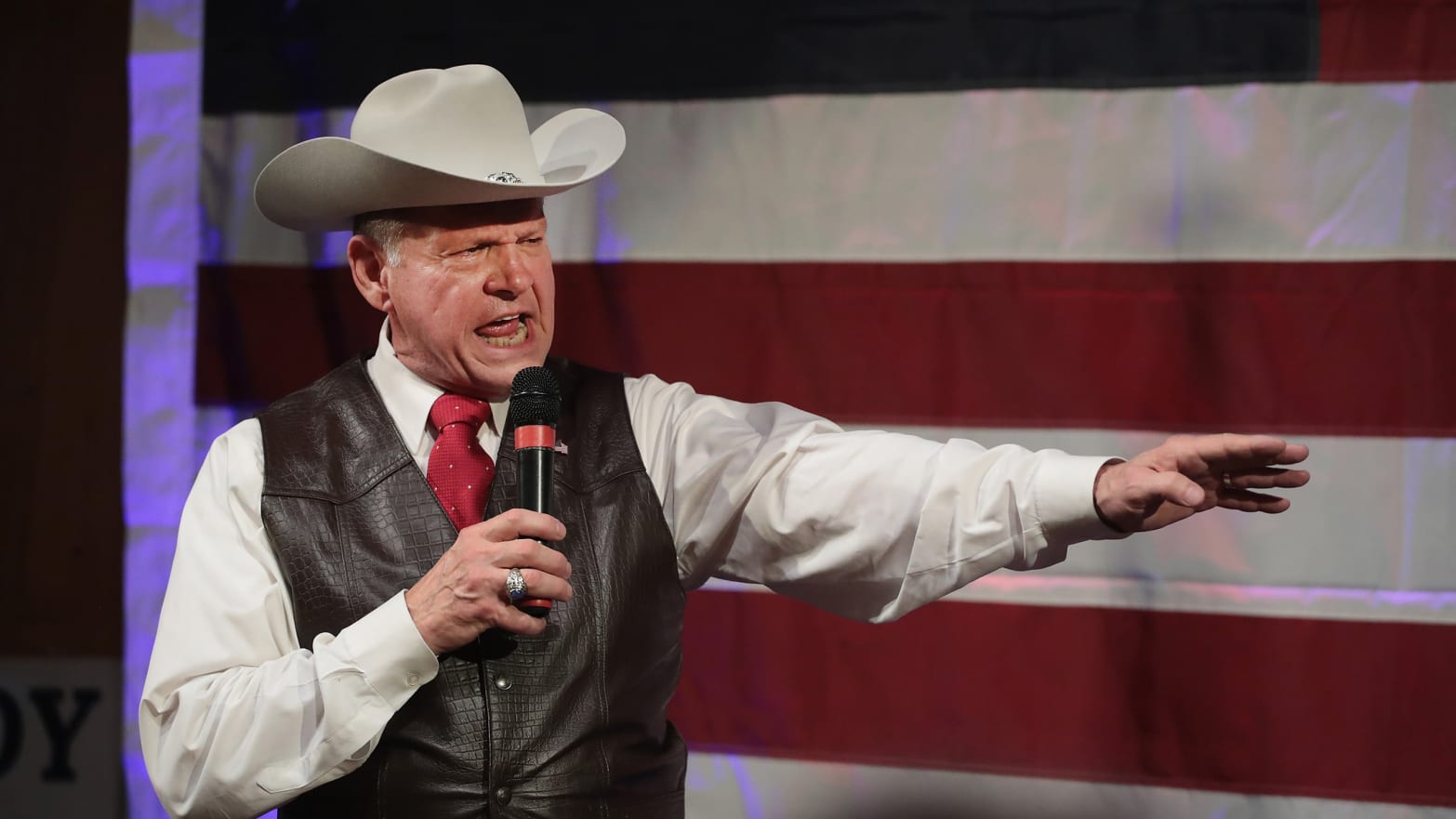 Republican candidate for the U.S. Senate in Alabama, Roy Moore, speaks at a campaign rally on September 25, 2017 in Fairhope, Alabama.