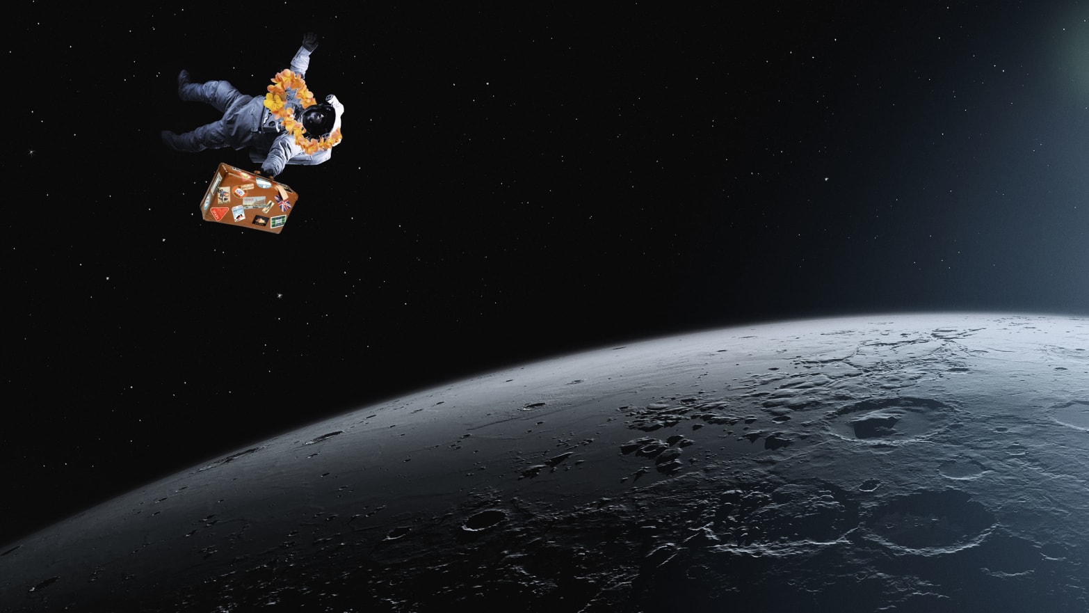 an astronaut goes toward the moon lunar tourism spacex space x Yusaku Maezawa elon musk big fucking rocket spacecraft