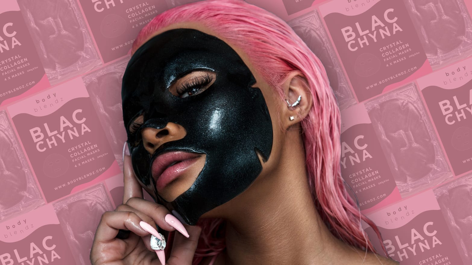 blac chyna X Blendz Crystal Collagen Facial Mask instagram pink ad sponsored spon con does it work dermatology epidermis dermis debunker pseudoscience