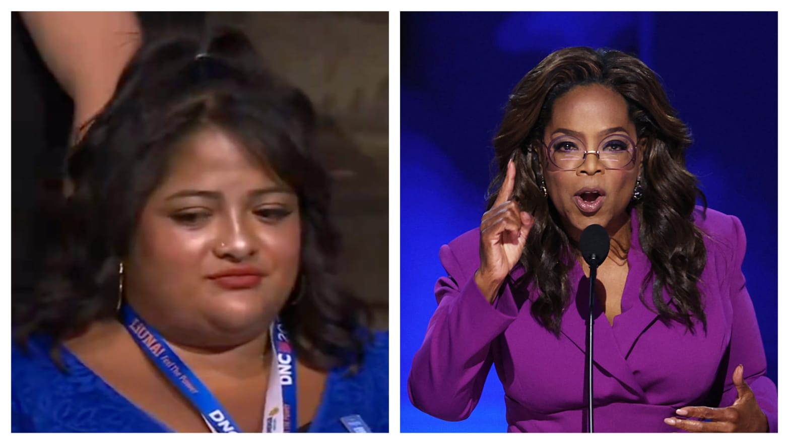 Side-by-side photos of Teresa Woorman and Oprah Winfrey.