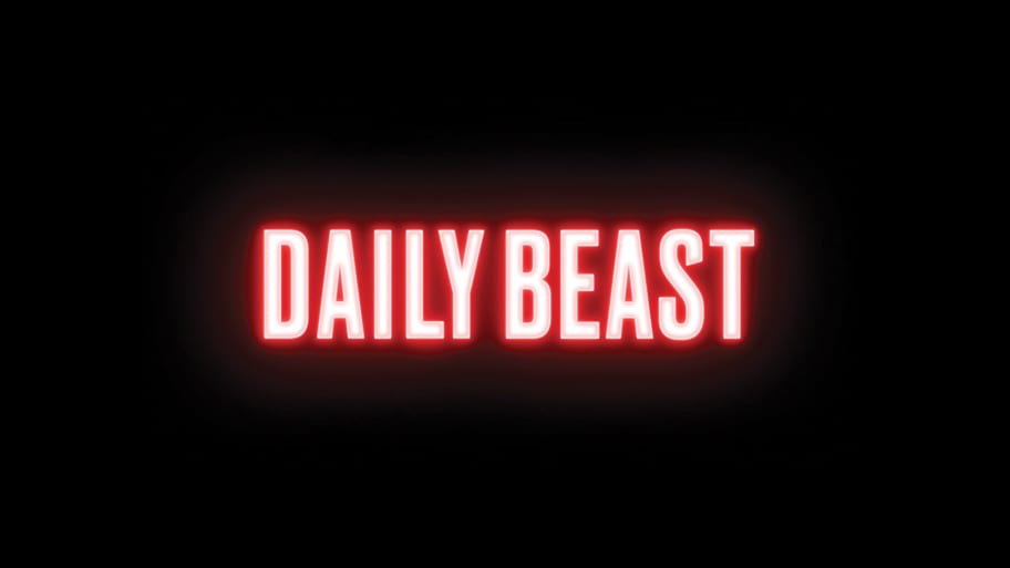 The Daily Beast logo, in red and white, placed over a black background.