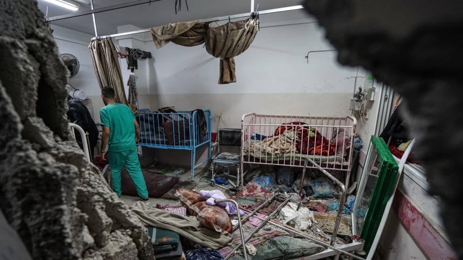 Nassar Hospital after an Israeli airstrike.