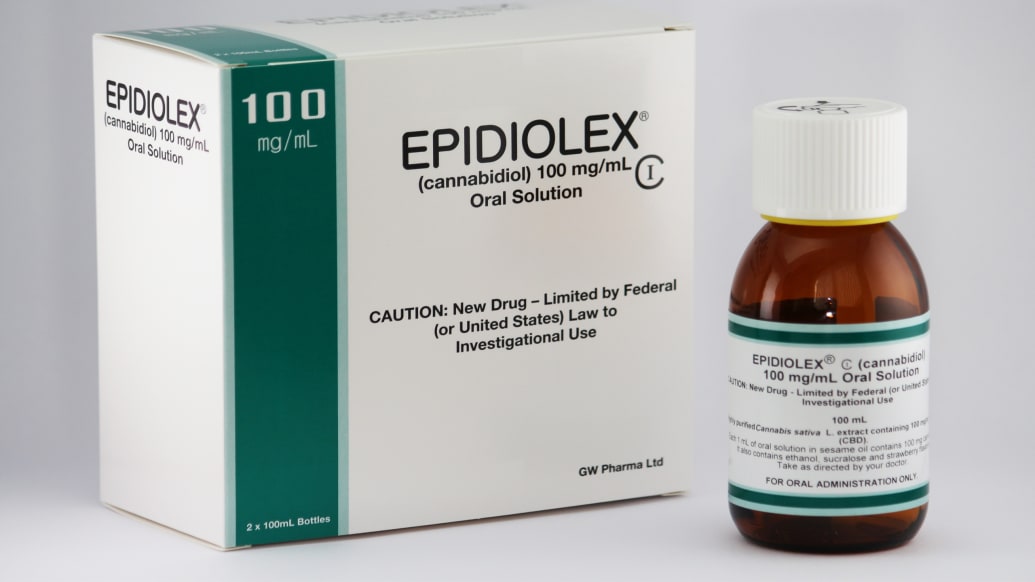 bottle and sample box of epidiolex