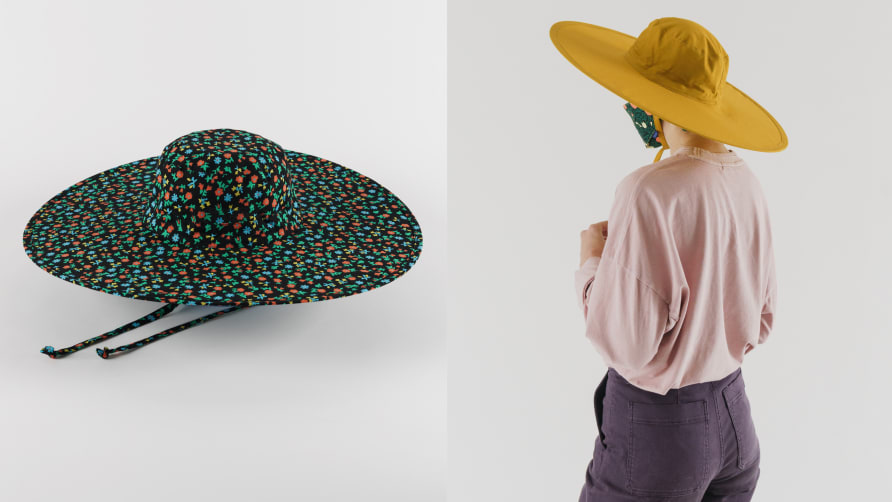 NWT Baggu Packable Lemon Tree Hat w/ Zipper Pouch Cotton Adjustable Hat