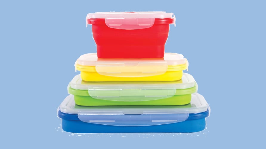Thin Bins Food Storage Containers - Set of Collapsible Silicone w
