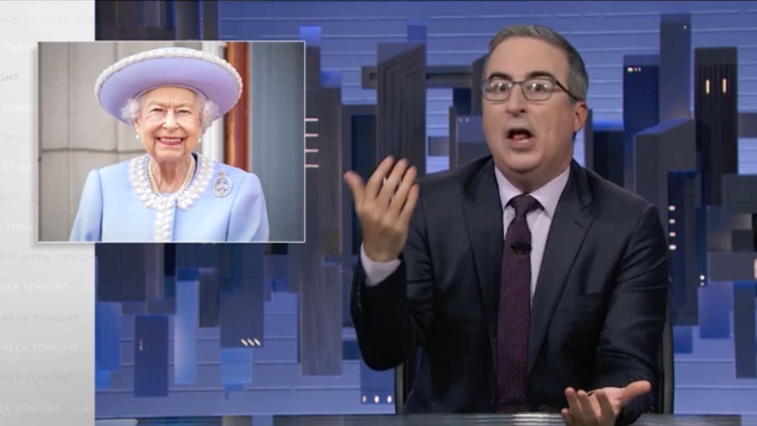 John Oliver Believes Queen Elizabeth II Is in Hell Looking Up at Princess Diana