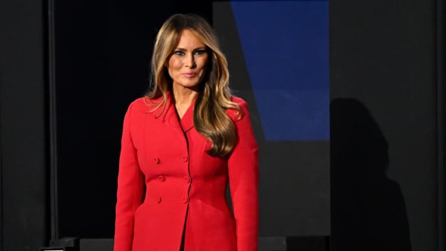 Former first lady Melania Trump arrives on the fourth day of the Republican National Convention at the Fiserv Forum on July 18, 2024 in Milwaukee, Wisconsin.  