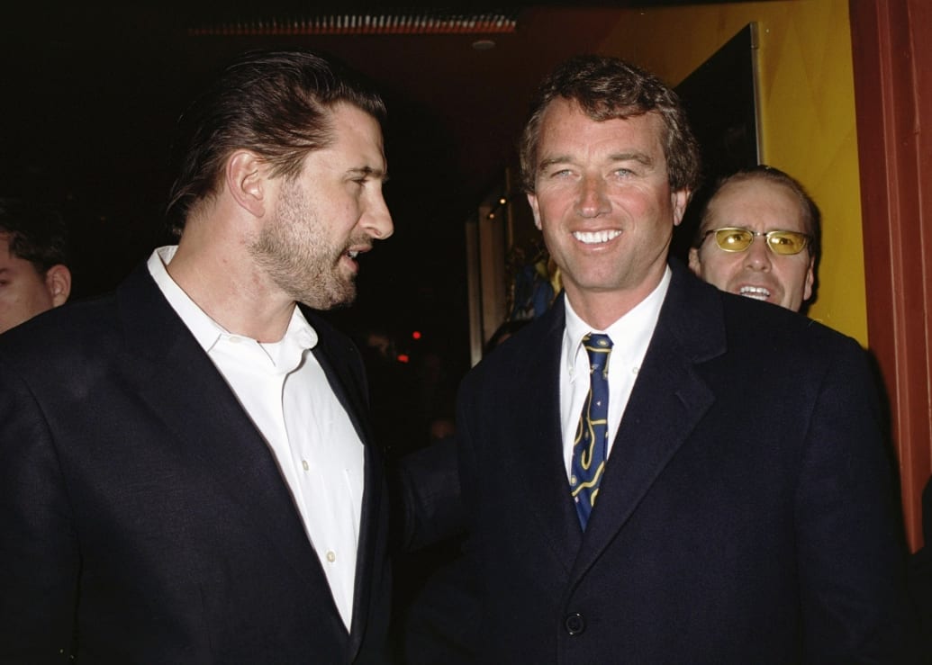 Actor Billy Baldwin gets together with Robert F. Kennedy Jr. at a reception following a screening of the movie "Memento," hosted by the Creative Coalition at Cibi-Cibi on E. 60th St. 