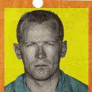 A stylized photo illustration of an early Whitey Bulger mugshot, in which the late gangster is portrayed as a surly young man.