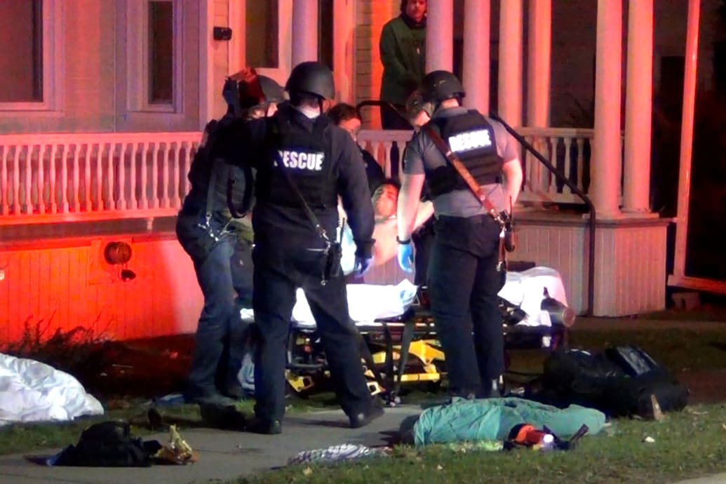 First responders treat a gunshot victim in Burlington, Vermong