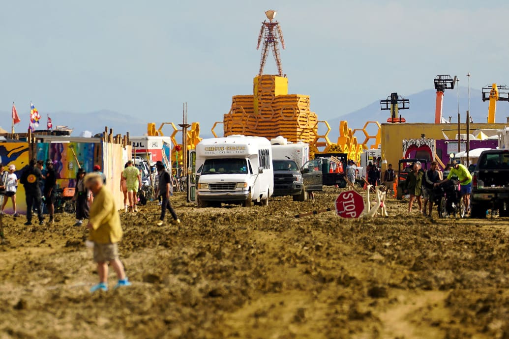 Photograph of the mud at Burning Man 2023