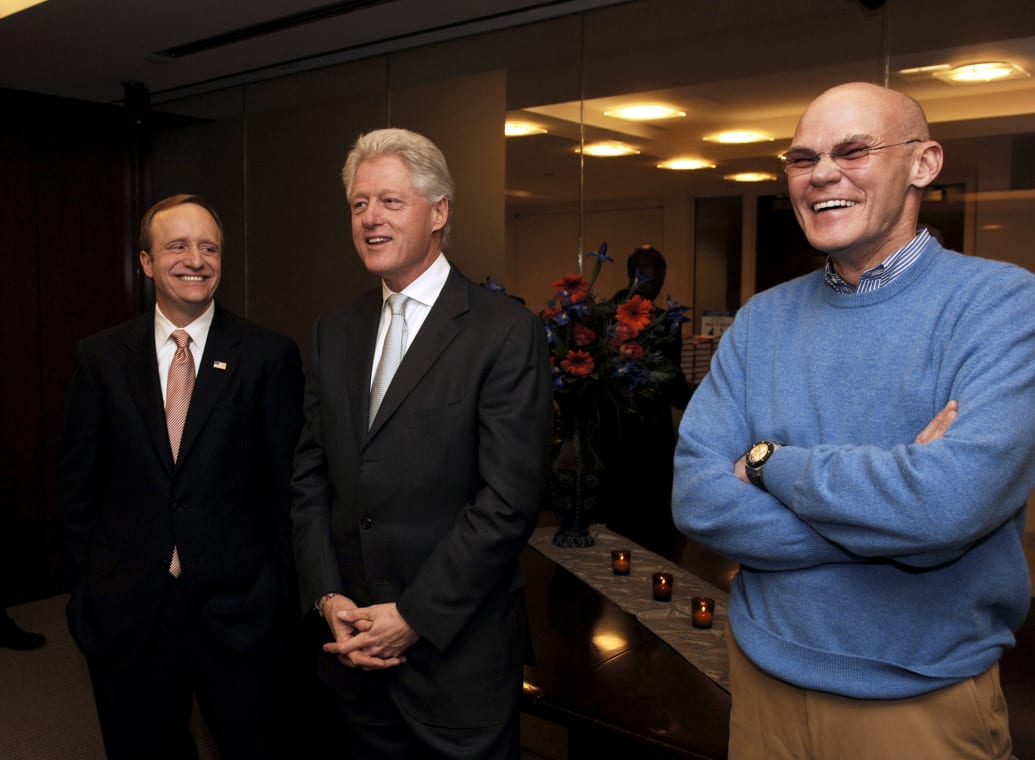 Paul Begala, former President Bill Clinton, and James Carville.