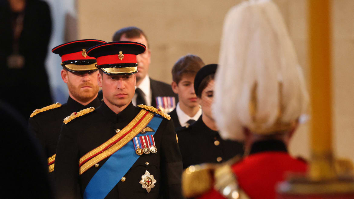 Prince Harry, in Uniform, United With Prince William at Vigil for Queen