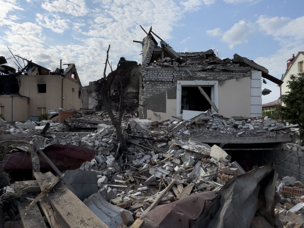 Destroyed homes in Kharkiv.