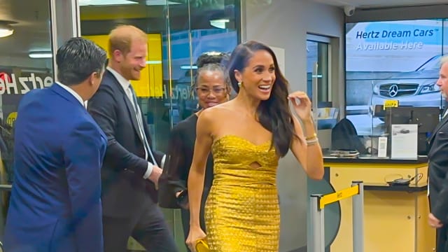 Prince Harry, Duke of Sussex, Doria Ragland and Meghan Markle, Duchess of Sussex, are seen arriving to the "Woman Of Vision Awards" on May 16, 2023 in New York City