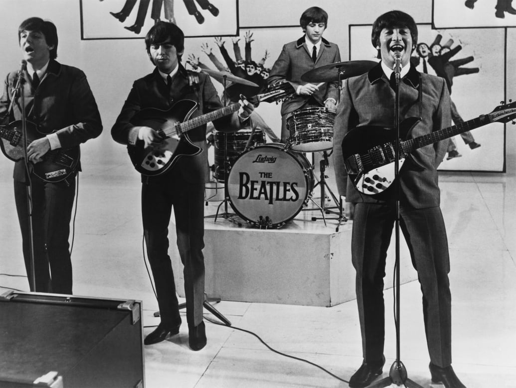 The Beatles' John Lennon, Paul McCartney, Ringo Starr and George Harrison perform from their 1964 film A Hard Day's Night.