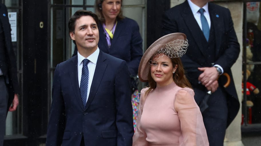 Canada's Prime Minister Justin Trudeau and his wife Sophie Trudeau walk outside Westminster Abbey ahead of Britain's King Charles' coronation ceremony, in London, Britain.