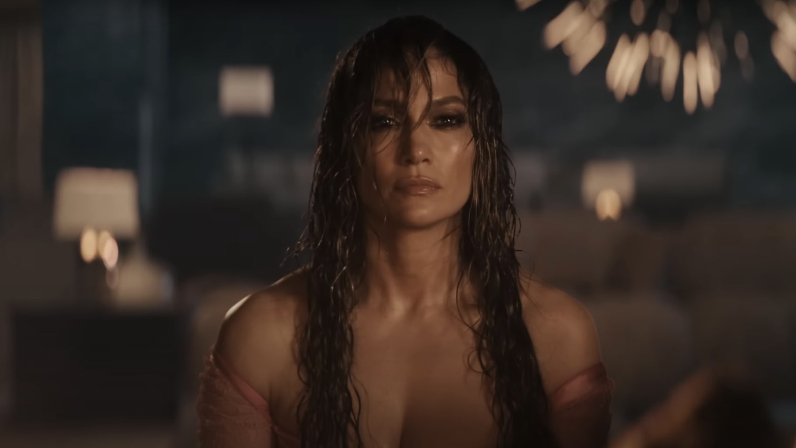 Jennifer Lopez in the rain.