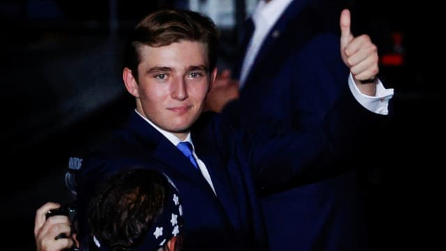 Barron Trump fist pumps