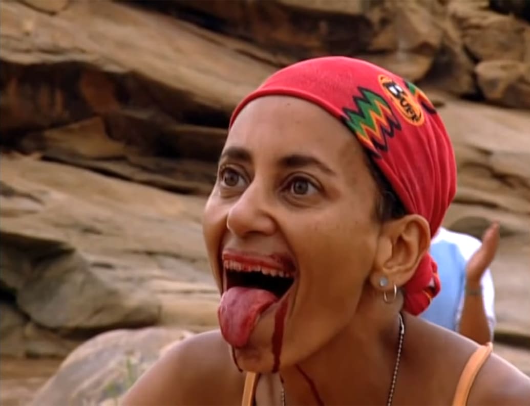 Linda Spencer drinks cow blood on Survivor: Africa.