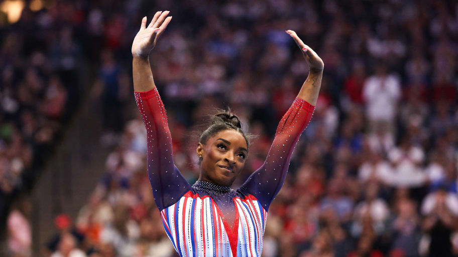 Simone Biles at the Olympic Trials in 2024. 