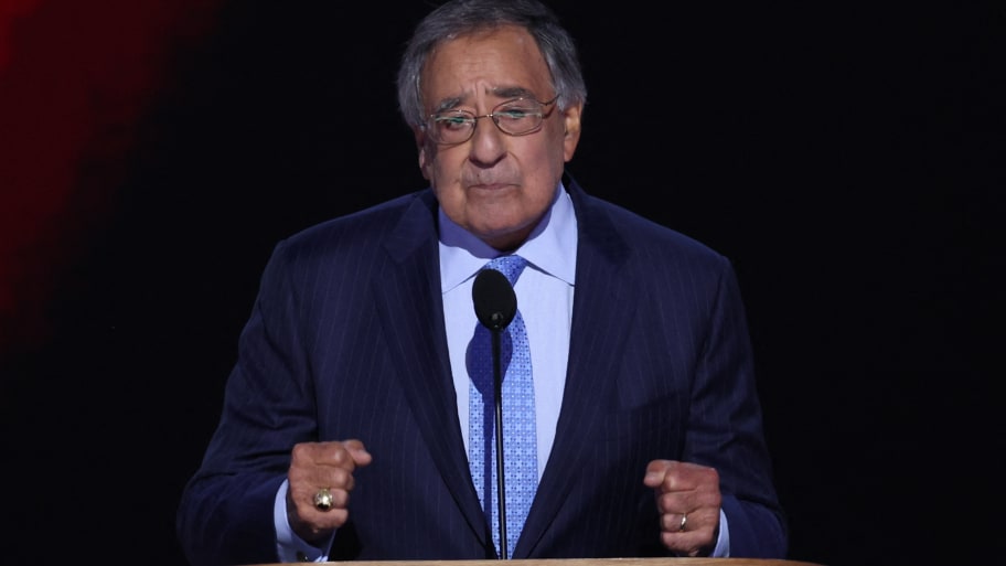 Leon E. Panetta, former U.S. Secretary of Defense speaks on Day 4 of the Democratic National Convention (DNC) at the United Center in Chicago, Illinois, U.S., August 22, 2024. 