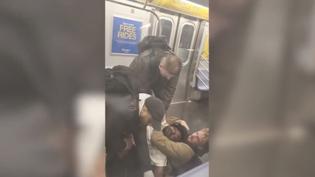 A passenger puts a homeless man in a deadly chokehold on the New York subway.