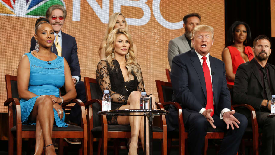 Geraldo Rivera, top left, and Donald Trump on The Celebrity Apprentice in 2015.