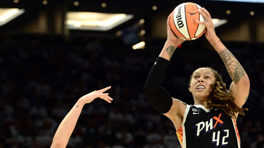 Phoenix Mercury center Brittney Griner (42) shoots against the Chicago Sky during the second half of game one of the 2021 WNBA Finals.