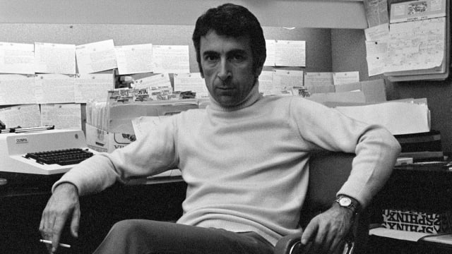 A portrait of Gay Talese seated at his desk on November, 3 1971.