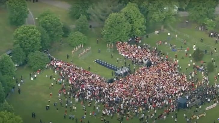ABC7's coverage of the Donald Trump's rally in Crotona Park in the Bronx on Thursday, shows a much smaller crowd than what Trump's campaign previously reported.