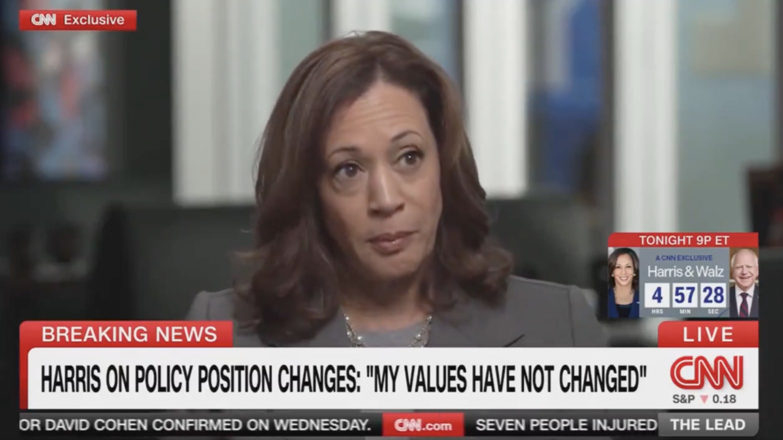 Kamala Harris speaks in her first TV interview as presidential candidate.