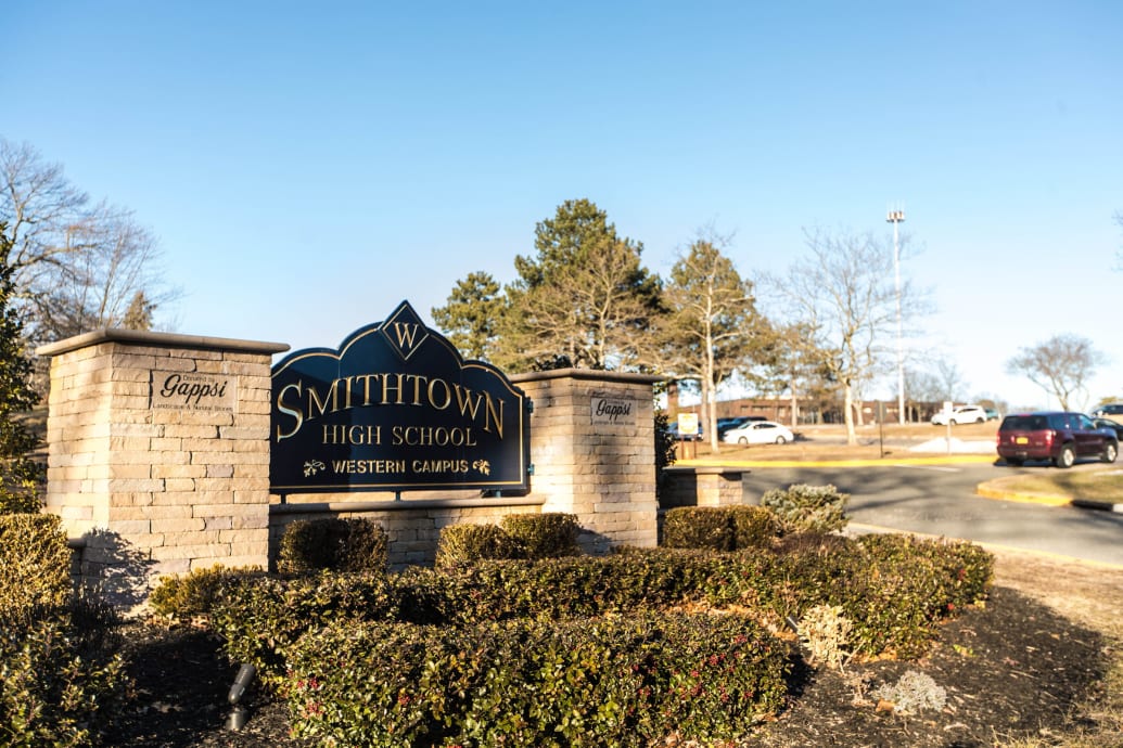 A photo of the campus of Smithtown West High School in Smithtown, New York.