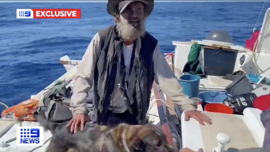 An Australian castaway and his dog have been rescued after 3 months at sea.