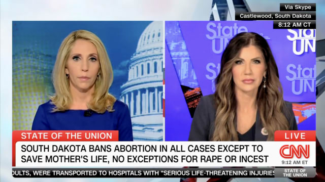 South Dakota Gov. Kristi Noem chats with CNN’s Dana Bash.