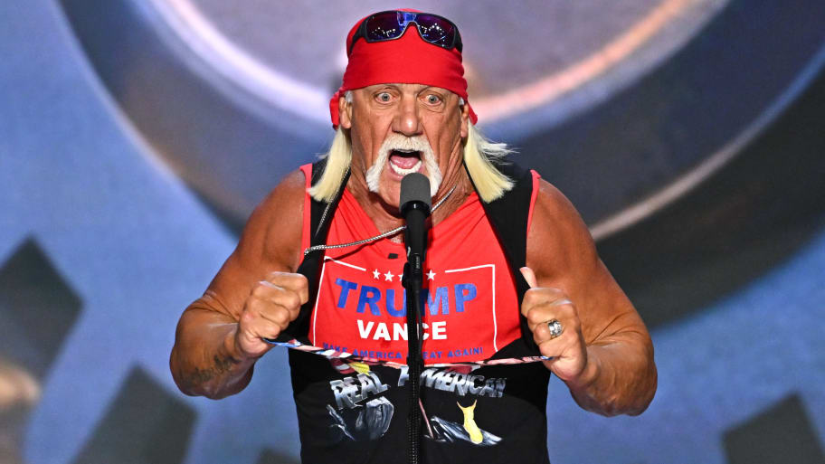 Hulk Hogan speaking at the RNC in 2024.