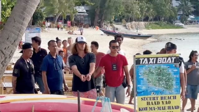 Daniel Sancho Bronchalo assists Thai police in the death and dismemberment of his Colombian traveling companion Edwin Arrieta Arteaga on the tourist island of Koh Phangan, Thailand, Aug. 6, 2023. 