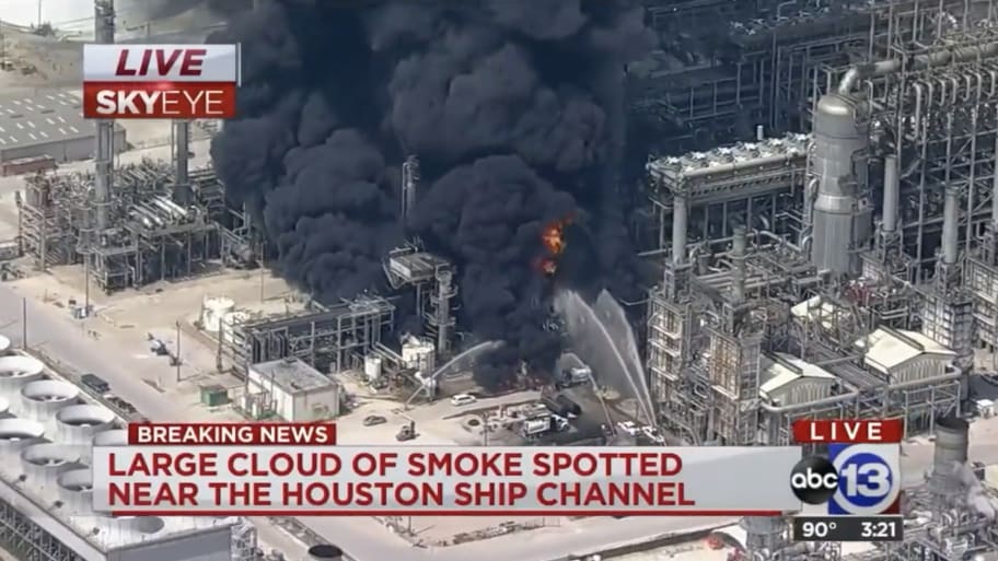 Fire at a chemical plant in the Houston suburb of Deer Park.