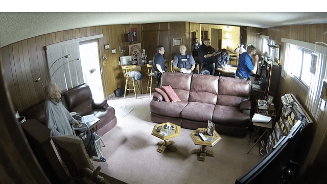 Publisher Joan Meyer of the Marion County Record stood up to police officers in a video of raid on her home. She died a day afterwards from shock. 