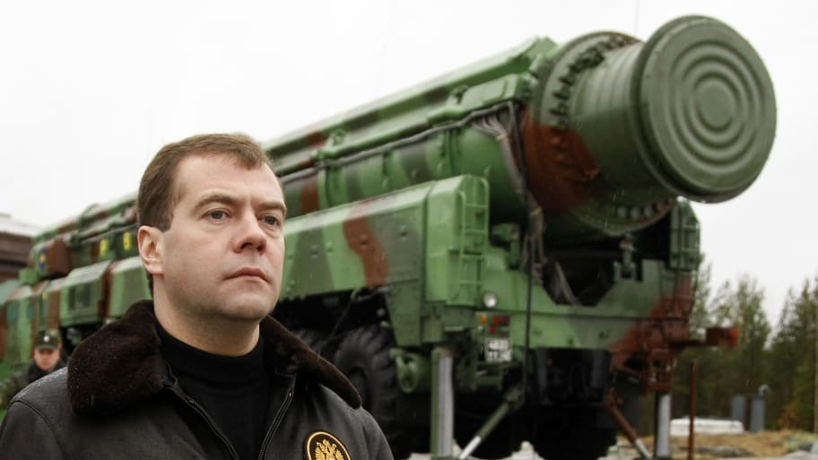 Dmitry Medvedev visits cosmodrome Plesetsk, which is nestled among the taiga forests of Russia’s north, Oct. 12, 2008.