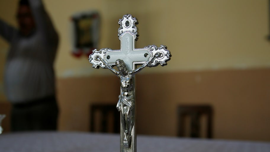 A crucifix on an altar