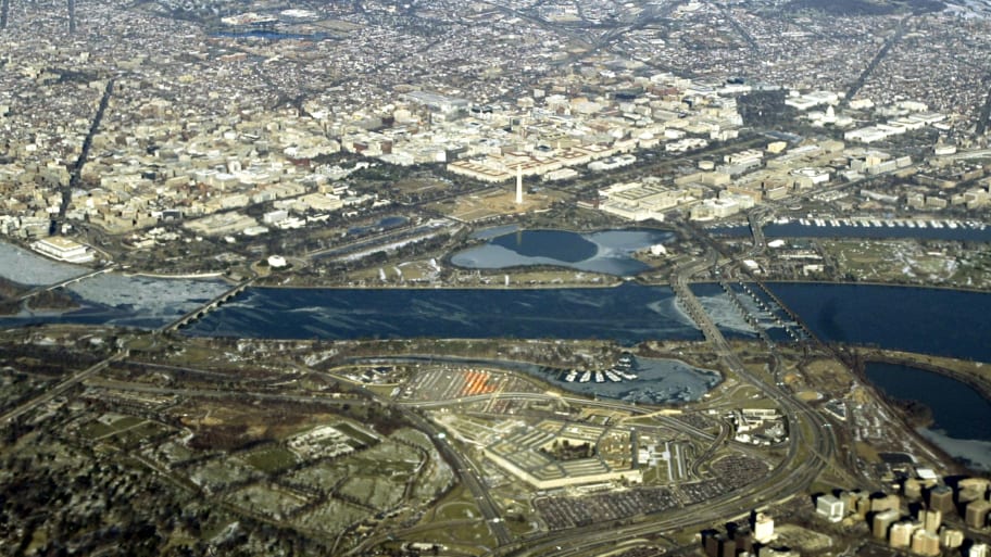 An aerial view of Washington D.C.