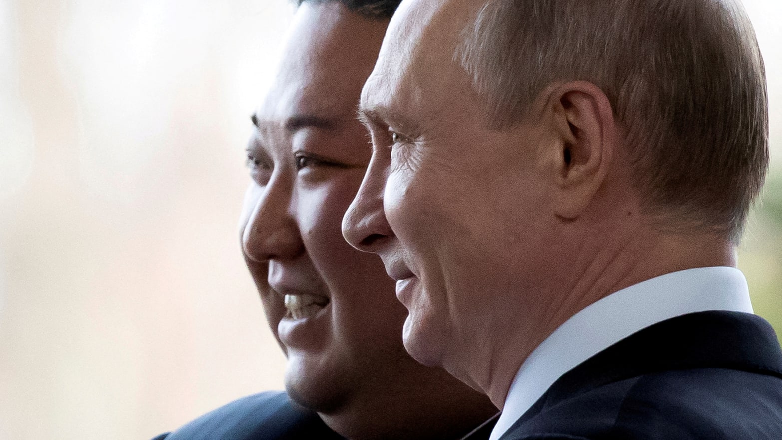 Russian President Vladimir Putin and North Korea's leader Kim Jong Un pose for a photo during their meeting in Vladivostok, Russia, April 25, 2019.