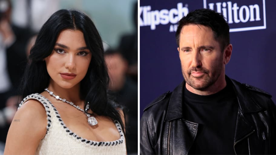 A picture of Dua Lipa next to a picture of Trent Reznor.